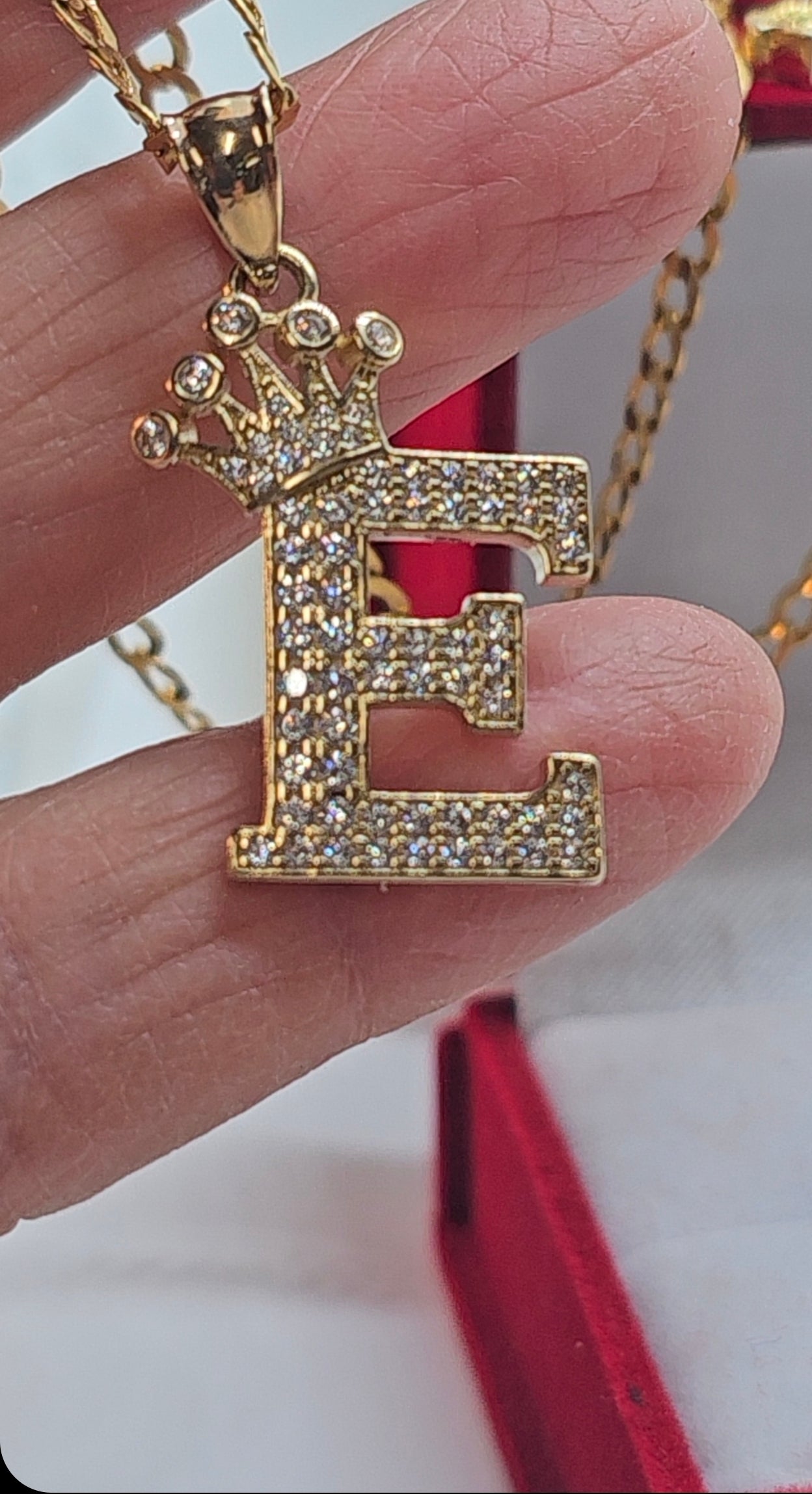Letter 'E' Pendant 14k Gold - Dige Inicial 'E' Oro 14k CZ