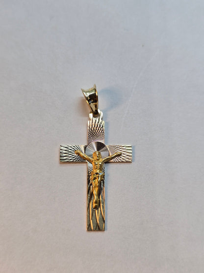 14K Gold Cross Pendant - Cruz 14K con Crucifijo