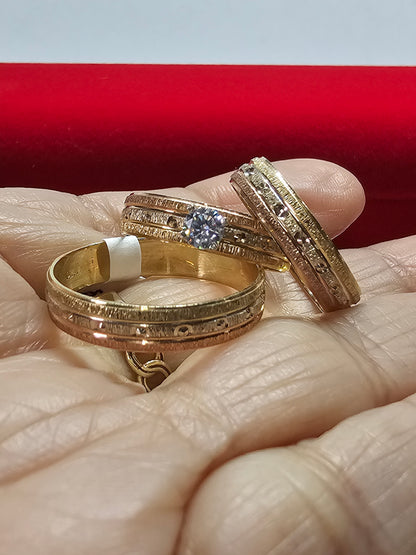 14K Gold Wedding Ring Set for Couple - Set de Anillos de Boda 14k