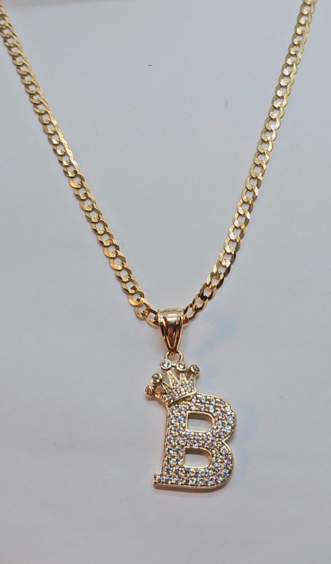 Letter 'B' Pendant 14k Gold - Dige Inicial 'B' Oro 14k CZ