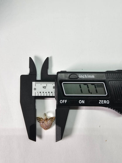 Corazón 14k Oro Cubic Zirconia Rosa Con Alas