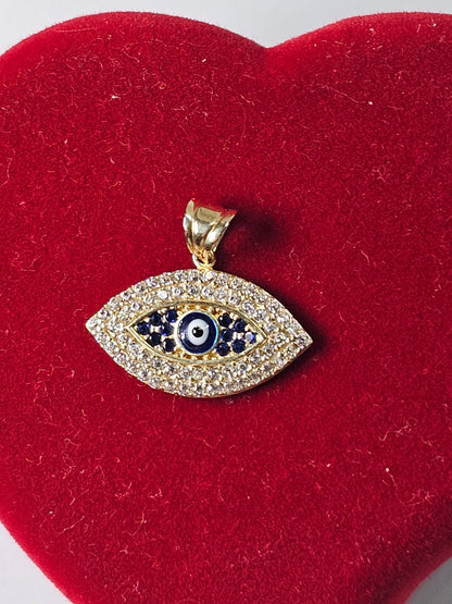 14K Gold Turkish Eye Pendant - Dige ojo turco 14k oro