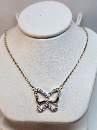 14K Gold Butterfly Chain and Pendant - Gargantilla Mariposa de 14k oro