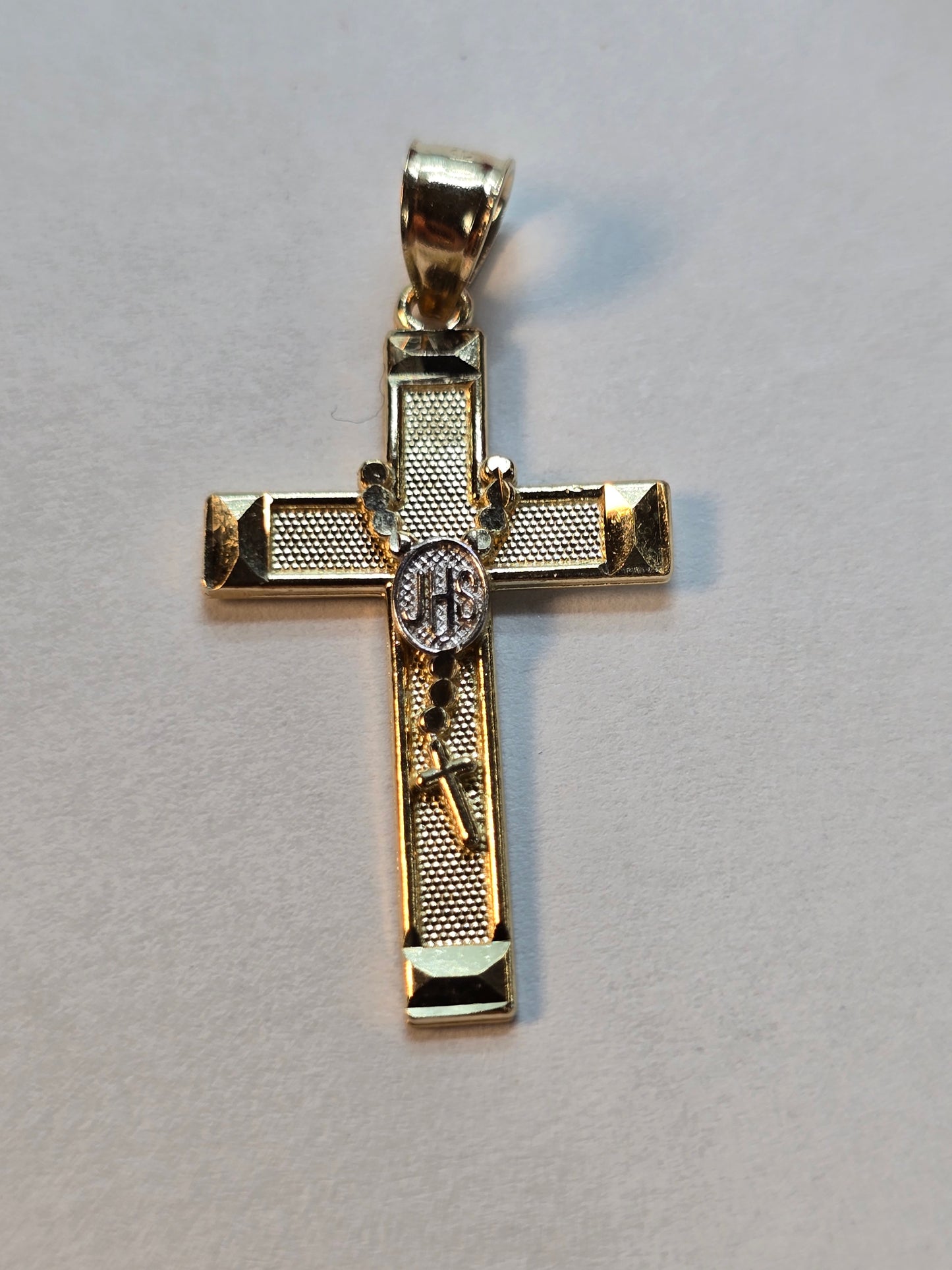 Dije Cruz Oro 14K con Rosario Integrado