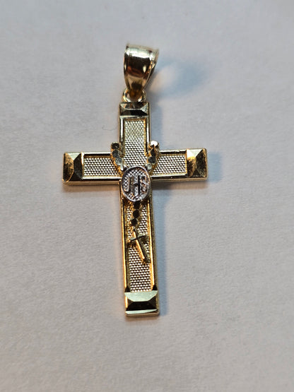 Dije Cruz Oro 14K con Rosario Integrado