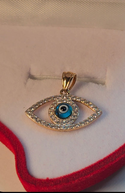 Dije Ojo Turco en Oro 14K con Zirconias – Protección y Elegancia en un Solo Diseño