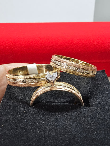 14K Gold Wedding Ring Set for Couple - Set de Anillos de Boda 14k