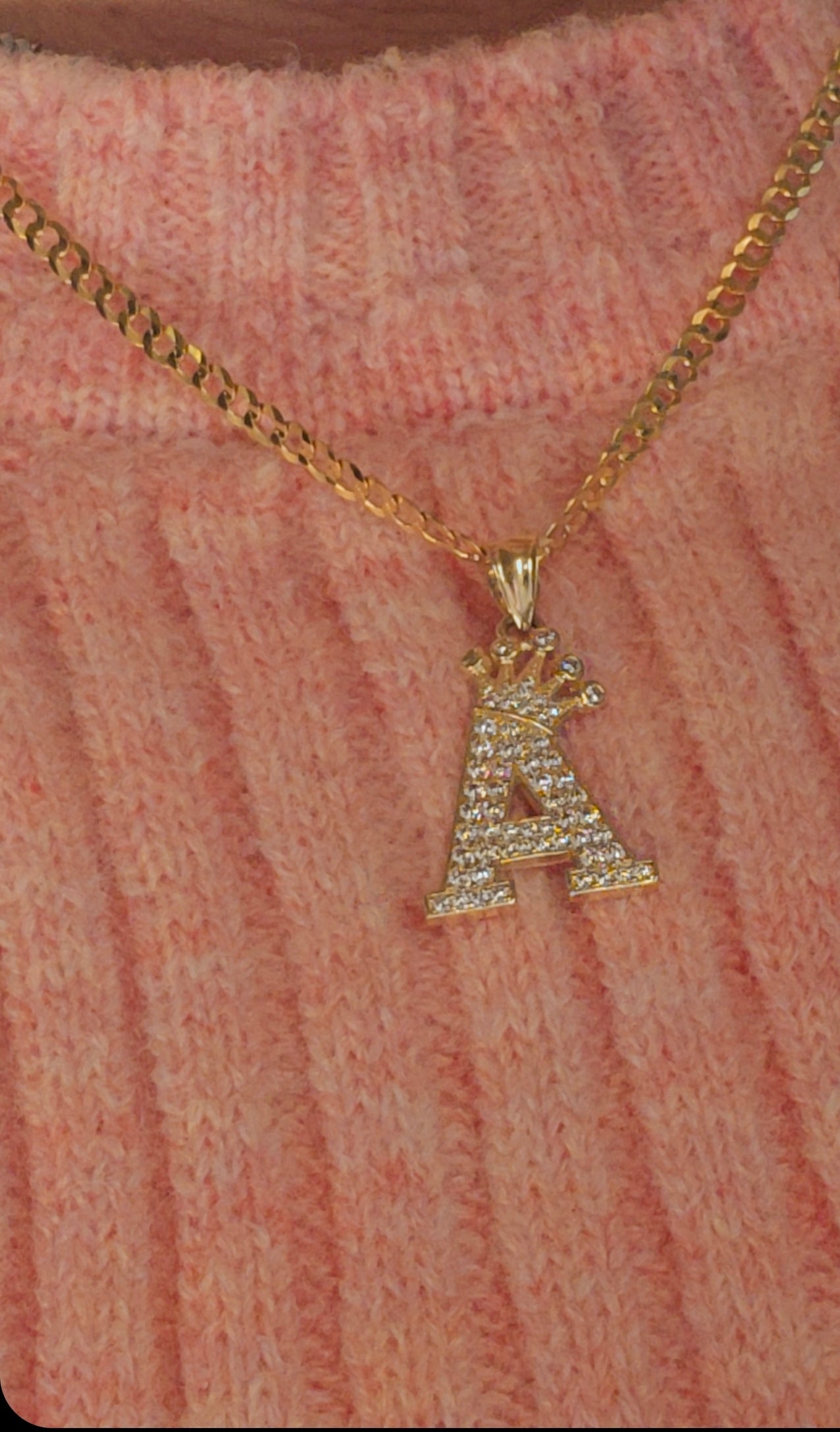 Letter 'A' Pendant 14k Gold - Dige Inicial 'A' Oro 14k CZ