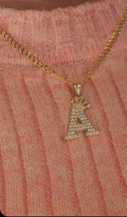 Letter 'A' Pendant 14k Gold - Dige Inicial 'A' Oro 14k CZ