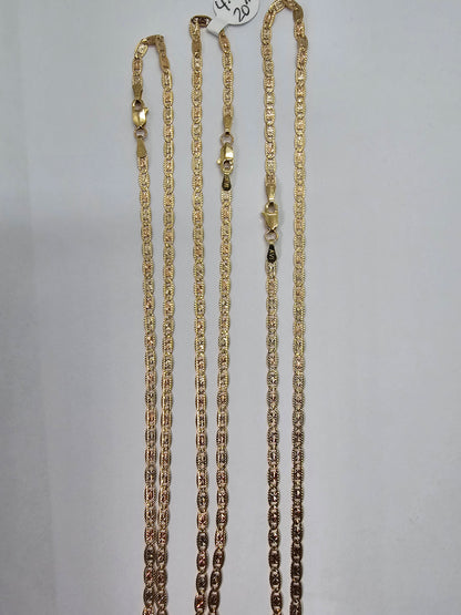 14K Gold 3-Tone Valentino Chain 2.8 mm - Cadena 14K Valentino 3 Tonos 2.8 mm