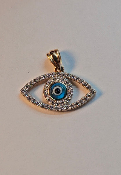 Dije Ojo Turco en Oro 14K con Zirconias – Protección y Elegancia en un Solo Diseño