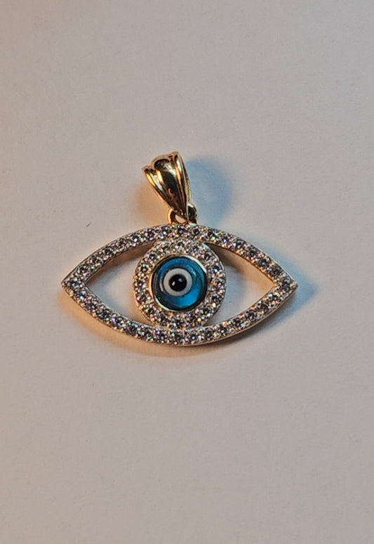 Dije Ojo Turco en Oro 14K con Zirconias – Protección y Elegancia en un Solo Diseño
