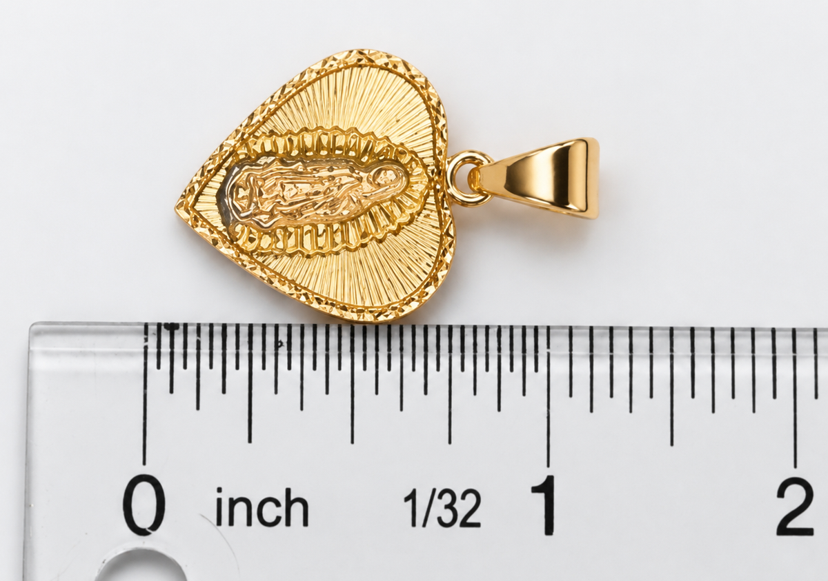 Dije de Virgen de Guadalupe en Corazón de Oro 14K