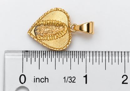 Dije de Virgen de Guadalupe en Corazón de Oro 14K