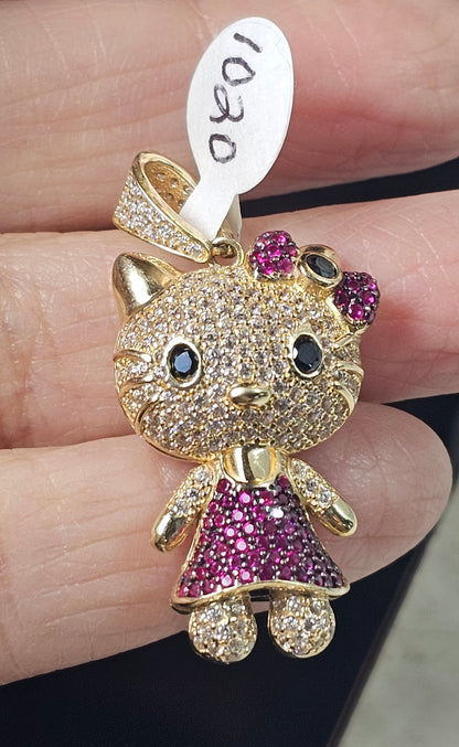 14K Gold Kitty Pendant - Dige de Gatita Oro 14k