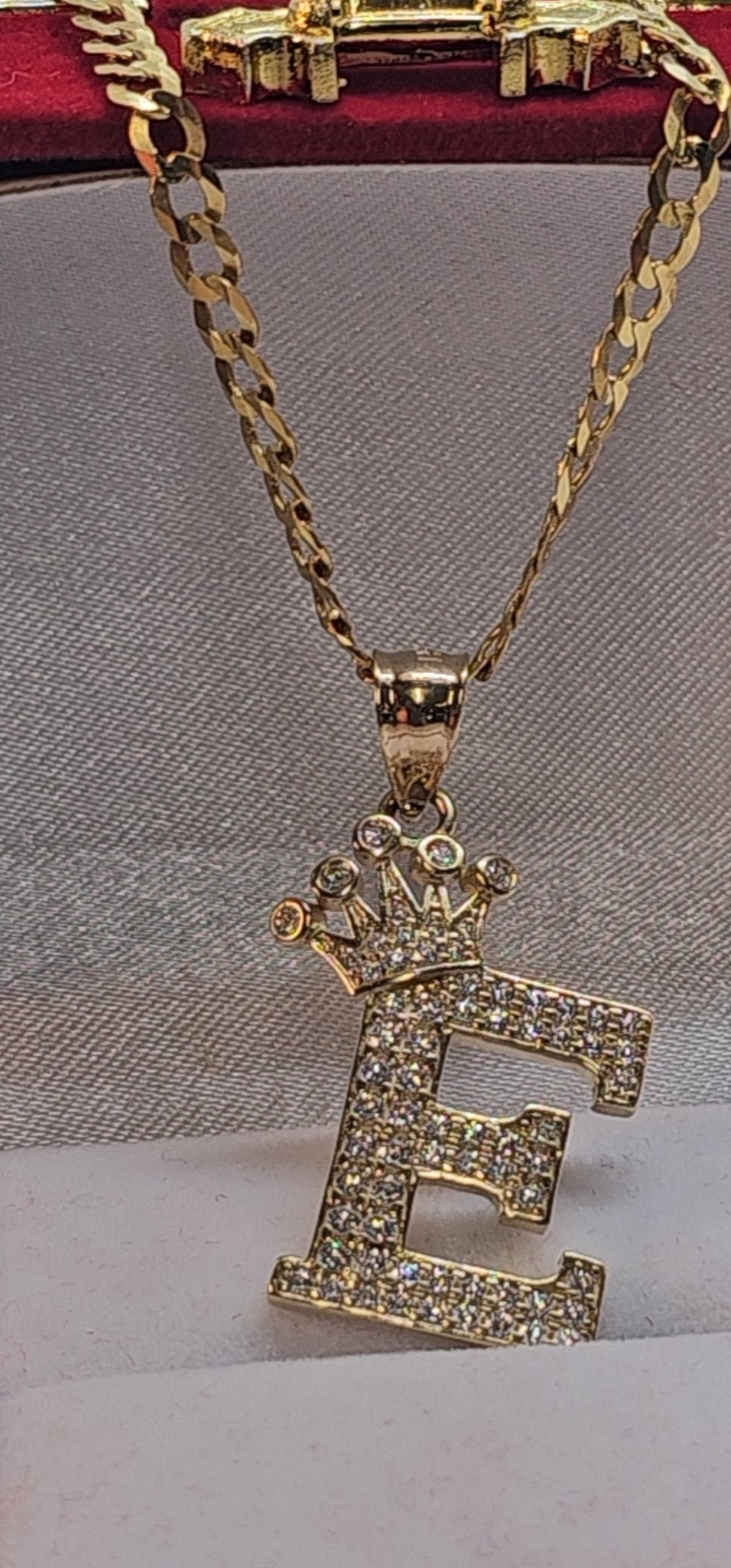 Letter 'E' Pendant 14k Gold - Dige Inicial 'E' Oro 14k CZ