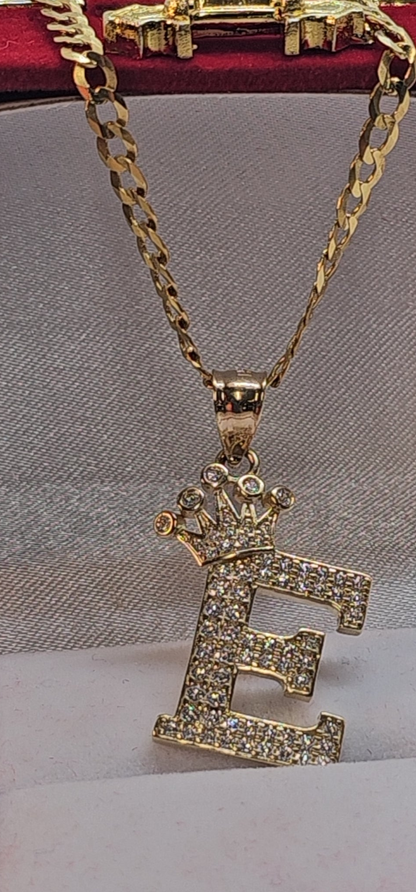 Letter 'E' Pendant 14k Gold - Dige Inicial 'E' Oro 14k CZ