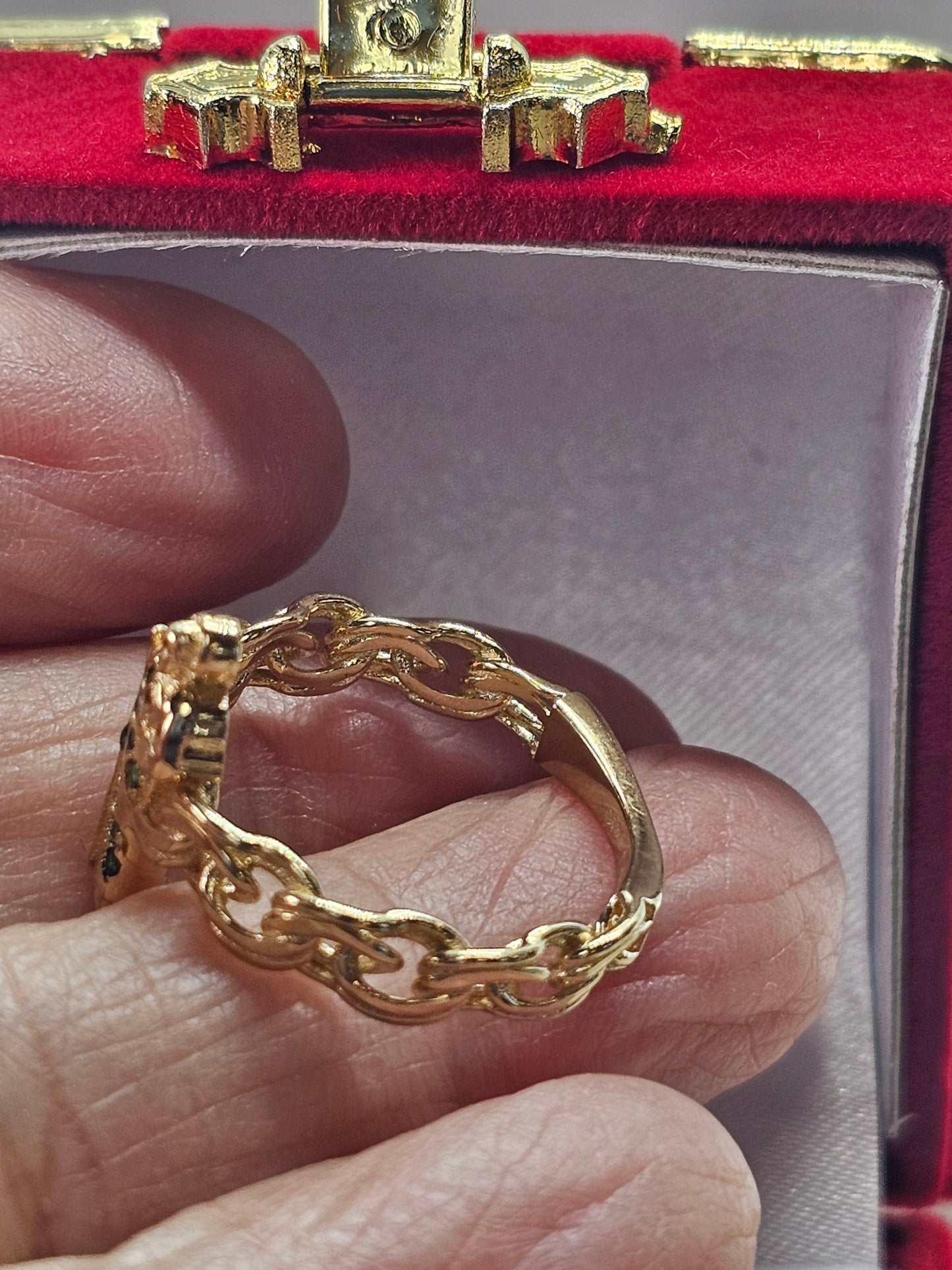 14K Gold St Jude Chino Link Ring - Anillo San Judas Oro 14k Tejido Chino #7