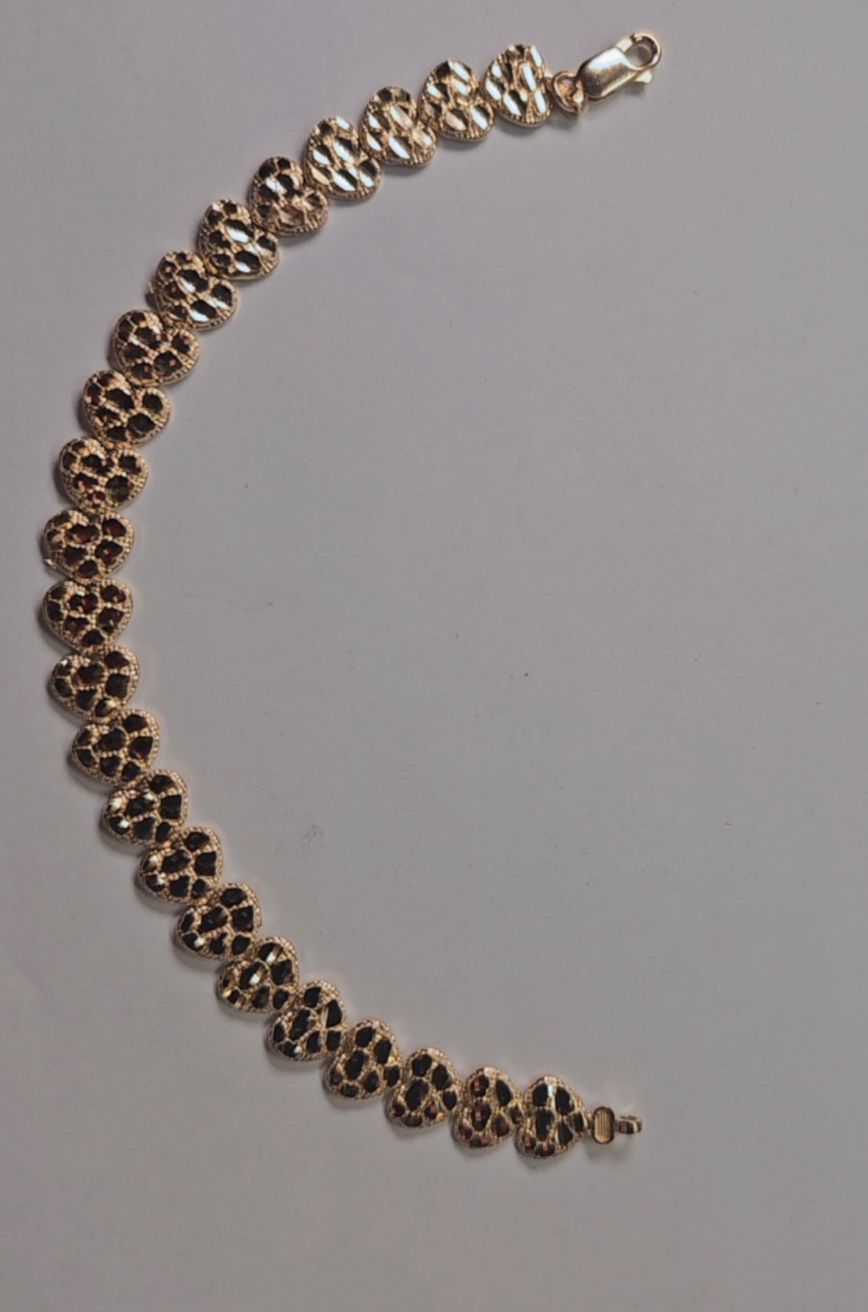 14K Gold Heart Nugget Bracelet - Brazalete Nugget Corazón 14K