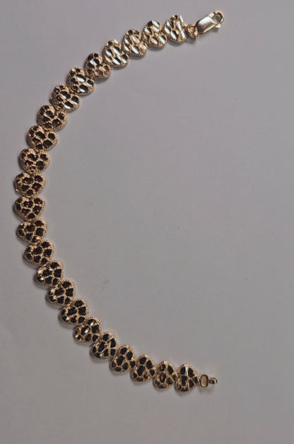 14K Gold Heart Nugget Bracelet - Brazalete Nugget Corazón 14K