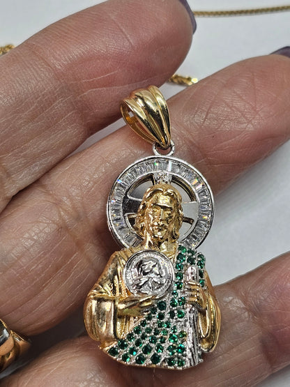 14K Gold Saint Jude Pendant - Dige San Judas Tadeo 14k