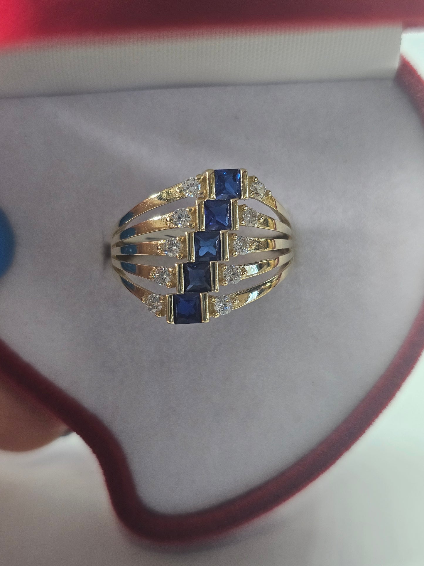 Anillo 5 bandas 14k solido