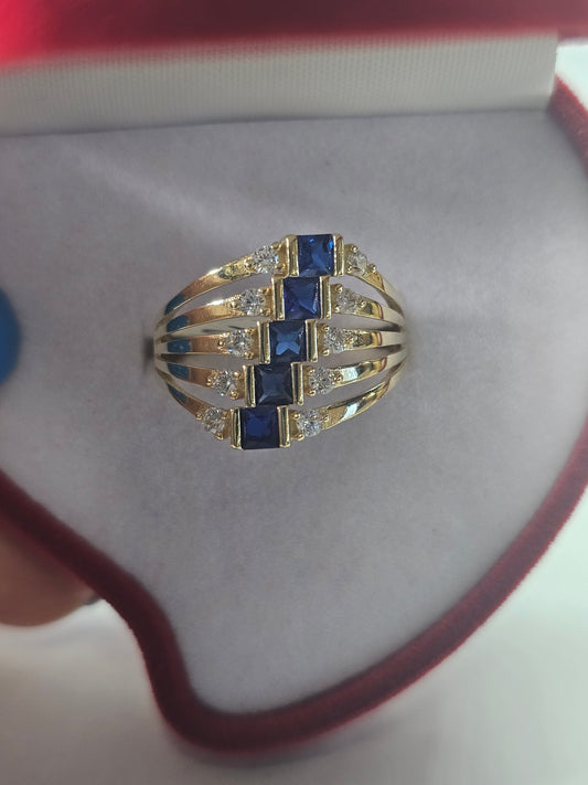 Anillo 5 bandas 14k solido