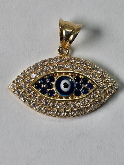 14K Gold Turkish Eye Pendant - Dige ojo turco 14k oro