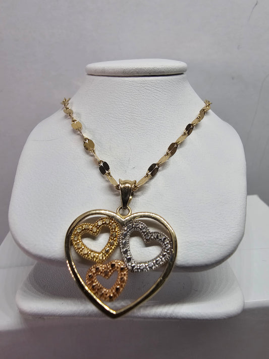 Set cadena Dige corazon 14k oro