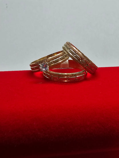 14K Gold Wedding Ring Set for Couple - Set de Anillos de Boda 14k