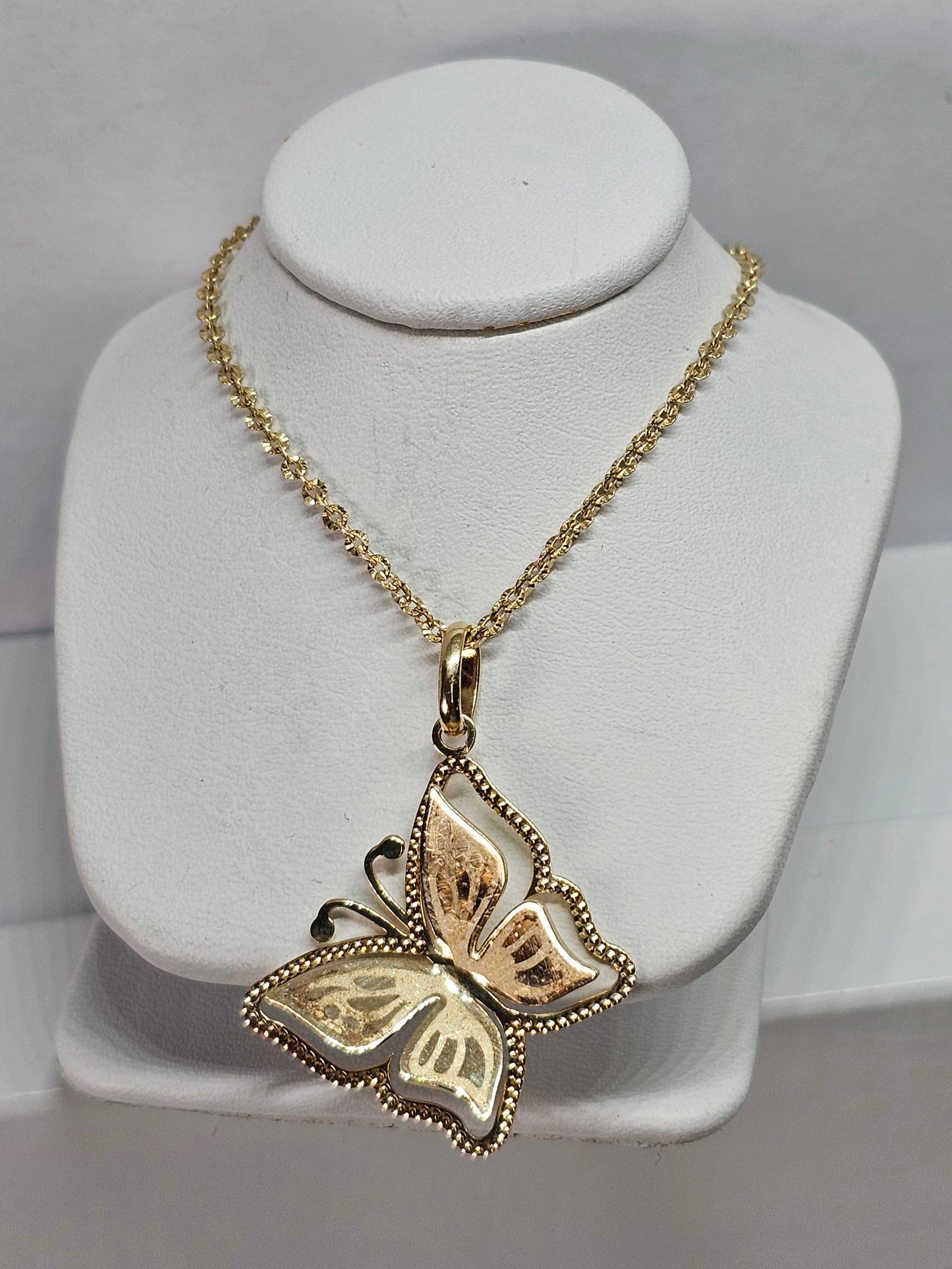 Set Dige Mariposa y cadena 14k