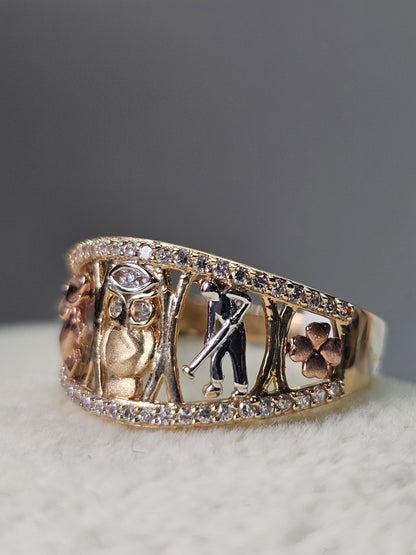14K Gold Good Luck Charms Ring - Anillo de la suerte 14k