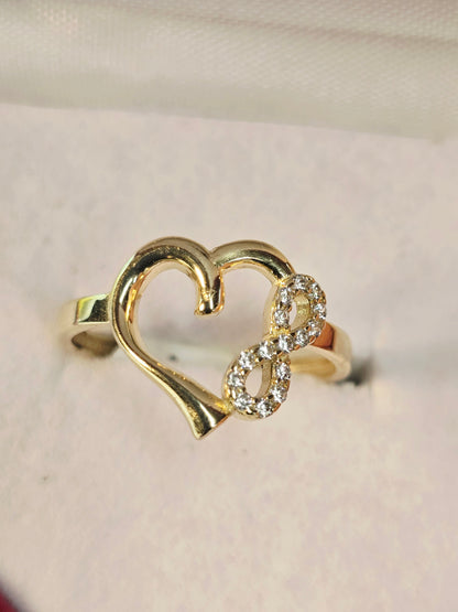14K Gold Infinity w/Love Ring - Anillo Love con Infinito de 14k
