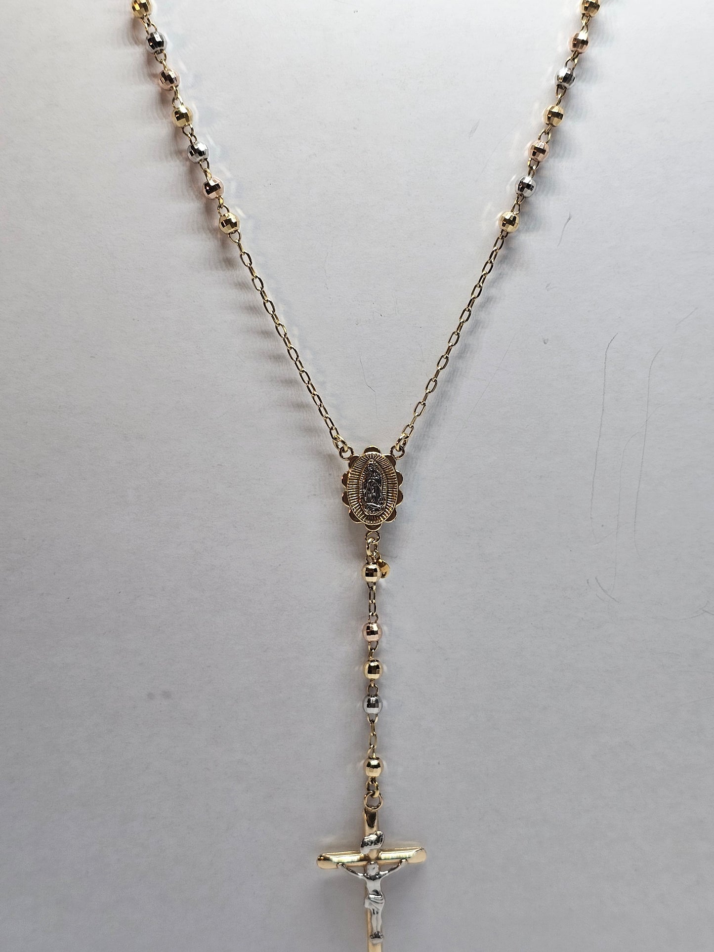 Rosario 3 tonos 14k oro 4mm