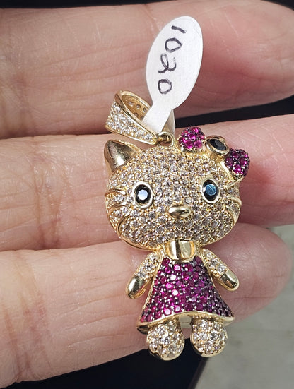 14K Gold Kitty Pendant - Dige de Gatita Oro 14k