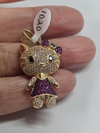 14K Gold Kitty Pendant - Dige de Gatita Oro 14k