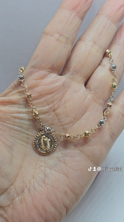 14K Gold Religious Bracelet - Brazalete 14k Religioso