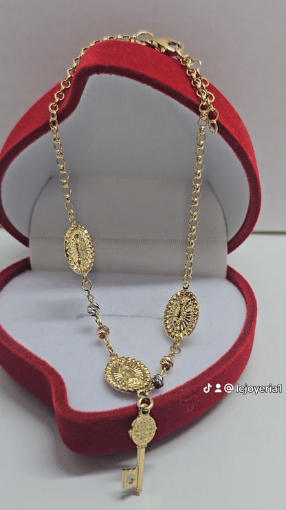 14K Gold Religious Bracelet - Brazalete 14k Religioso