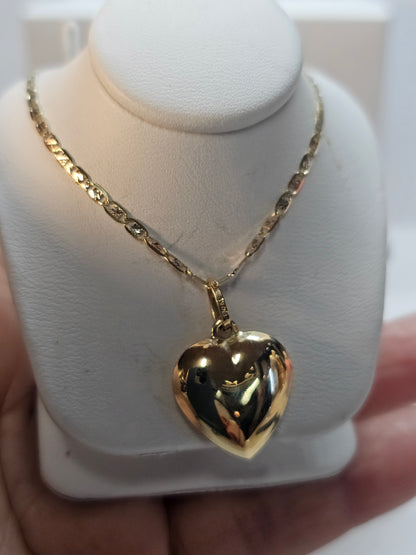 14K Gold Chain and Bubble Heart Pendant - Dige de Corazón y Cadena 14k oro