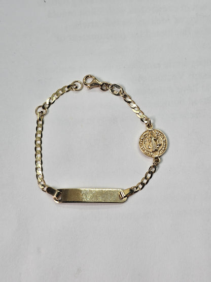 14K Gold Saint Benedict Bracelet for Child - Brazalete para Niño 14k Oro