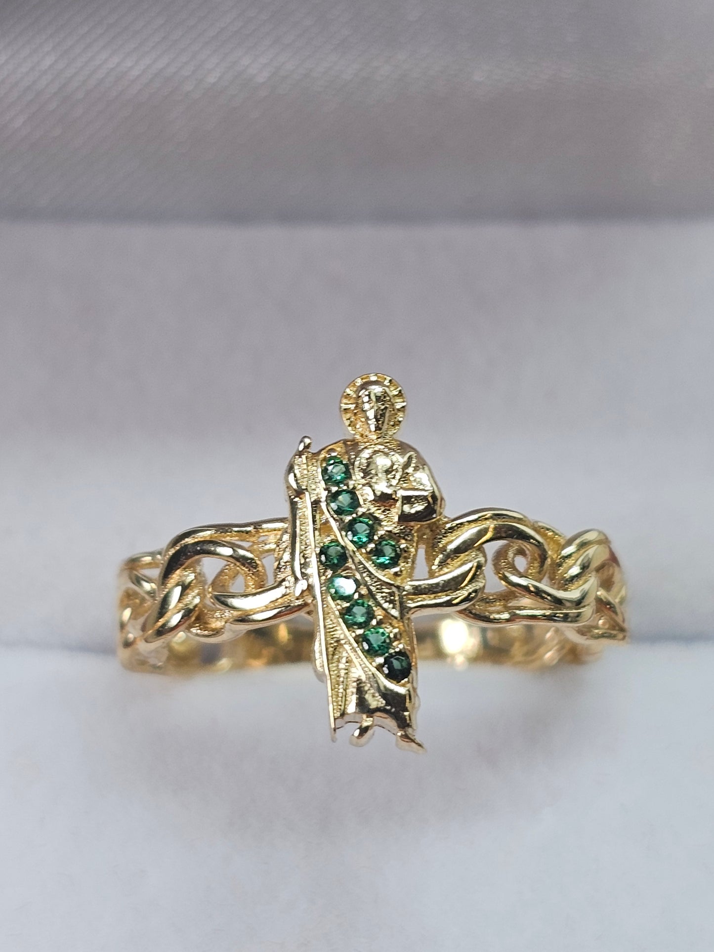 14K Gold St Jude Chino Link Ring - Anillo San Judas Oro 14k Tejido Chino #7