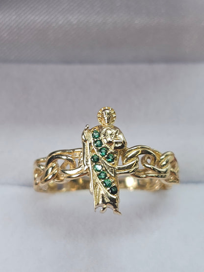 14K Gold St Jude Chino Link Ring - Anillo San Judas Oro 14k Tejido Chino #7