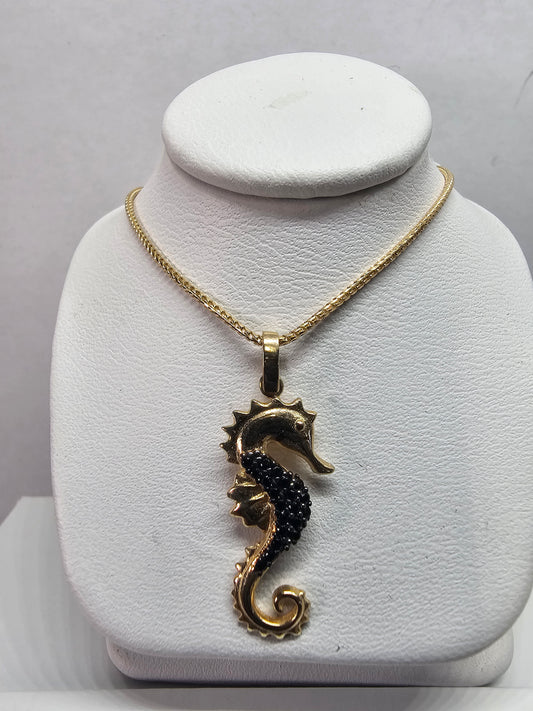 Set Dige de caballo de mar cadena 14k