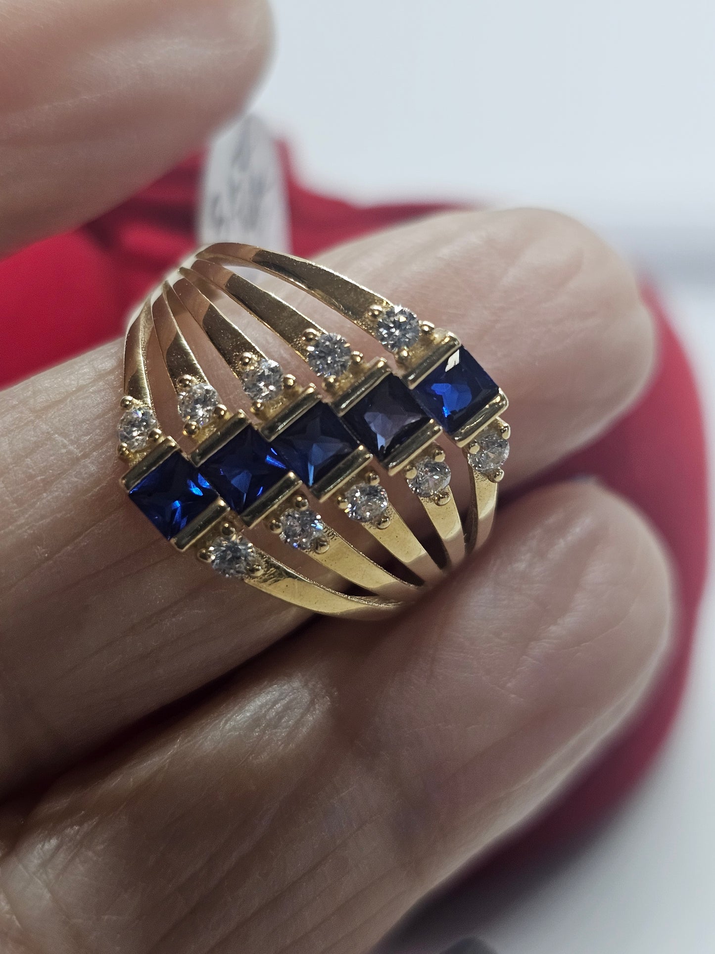 Anillo 5 bandas 14k solido