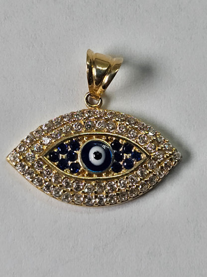 14K Gold Turkish Eye Pendant - Dige ojo turco 14k oro