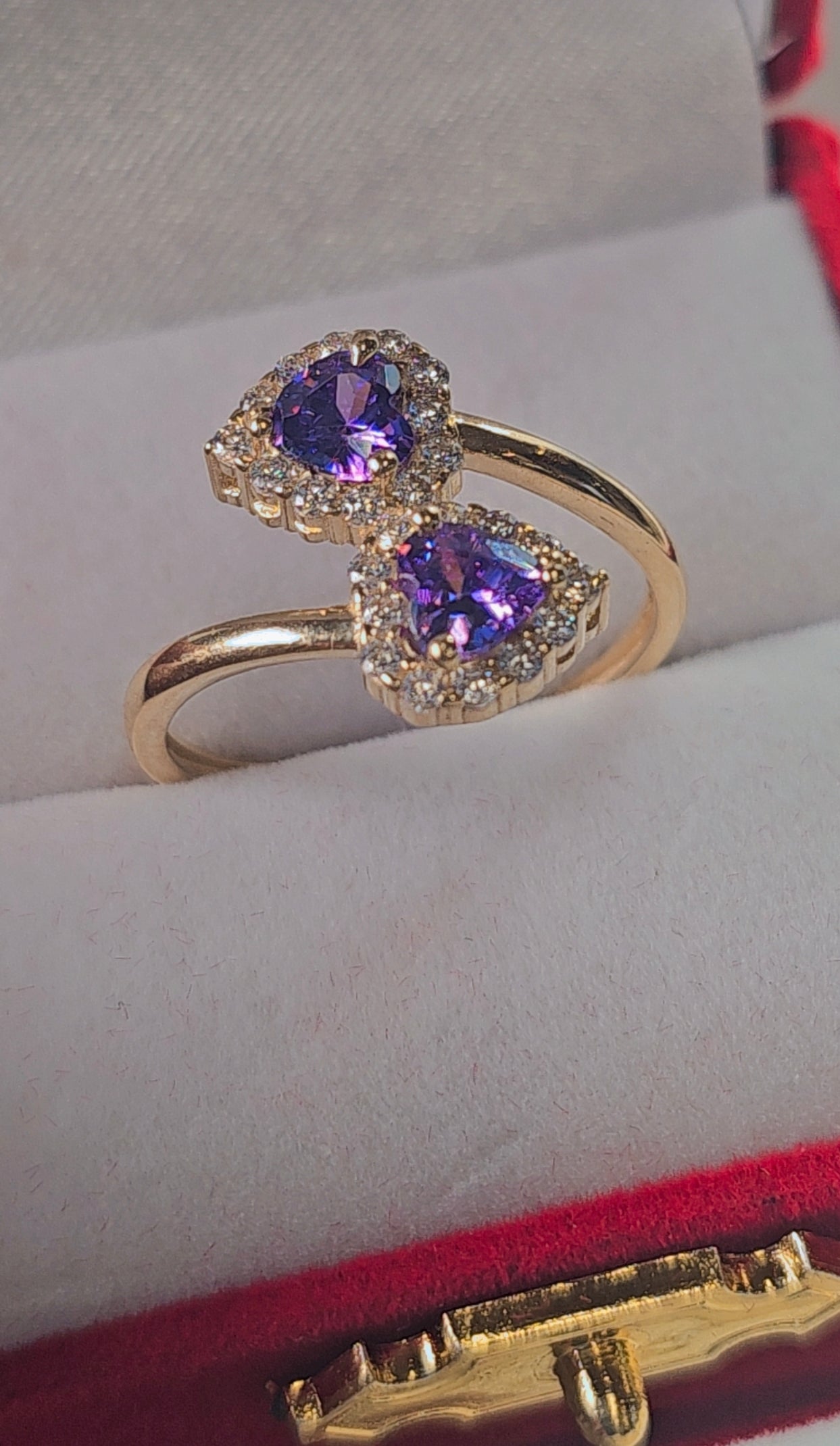 Anillo Doble Corazón Oro 14k #8