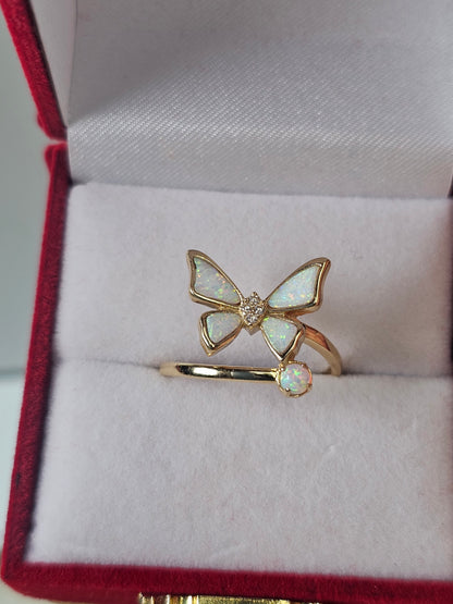 Anillo Mariposa Opalo Oro 14k #7