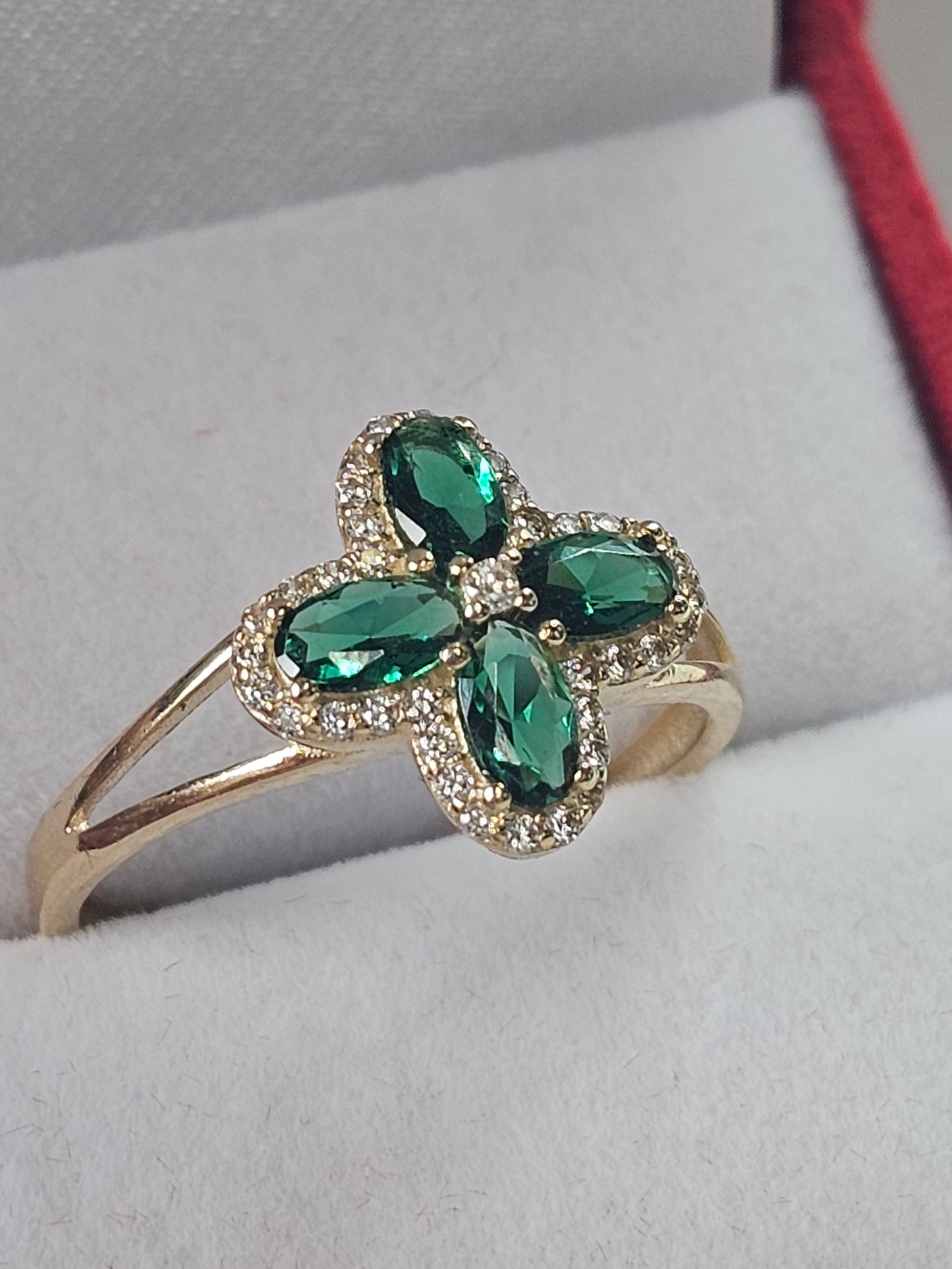 Anillo Oro 14k Piedra Verde #8