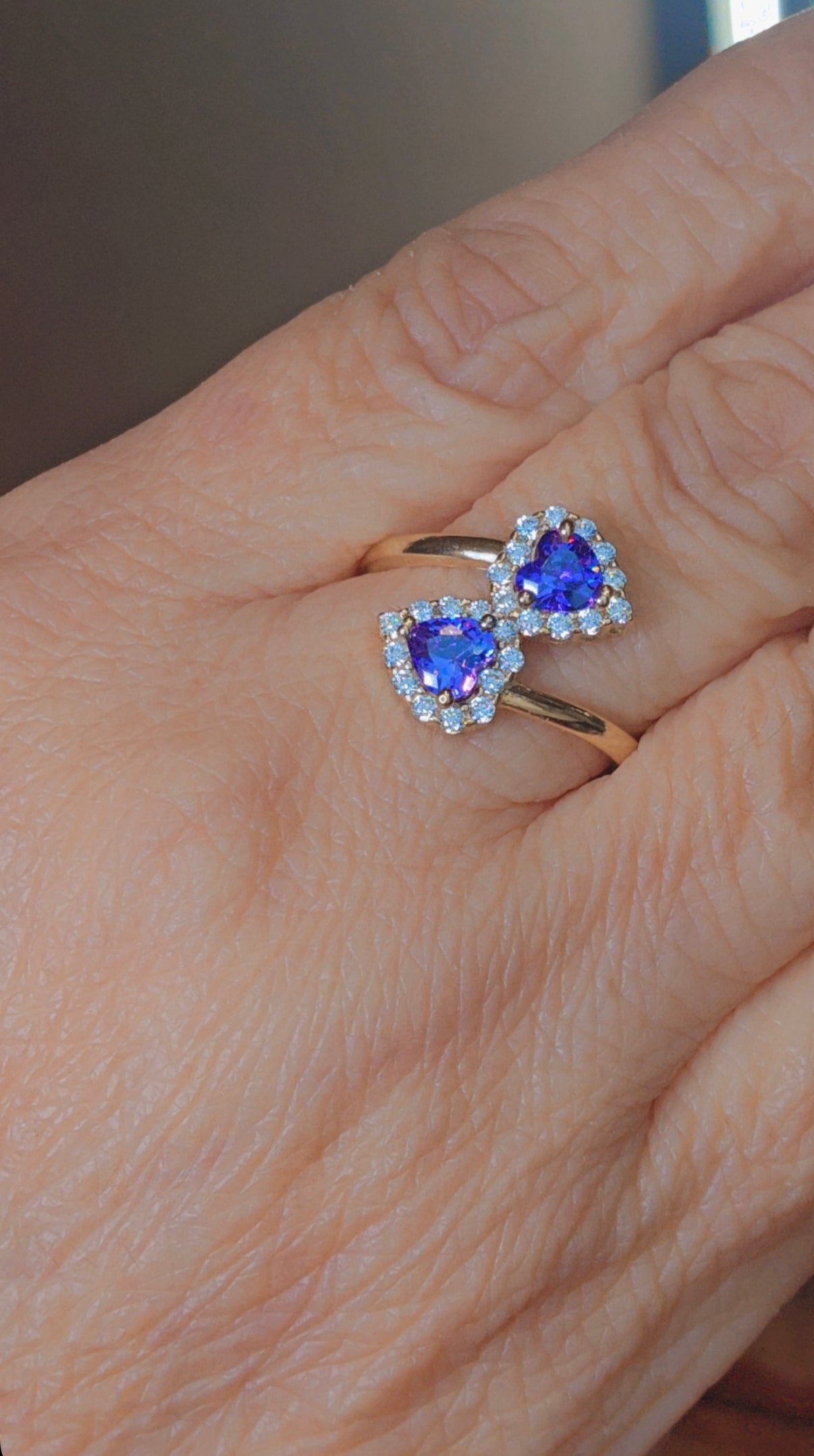 Anillo Doble Corazón Oro 14k #8