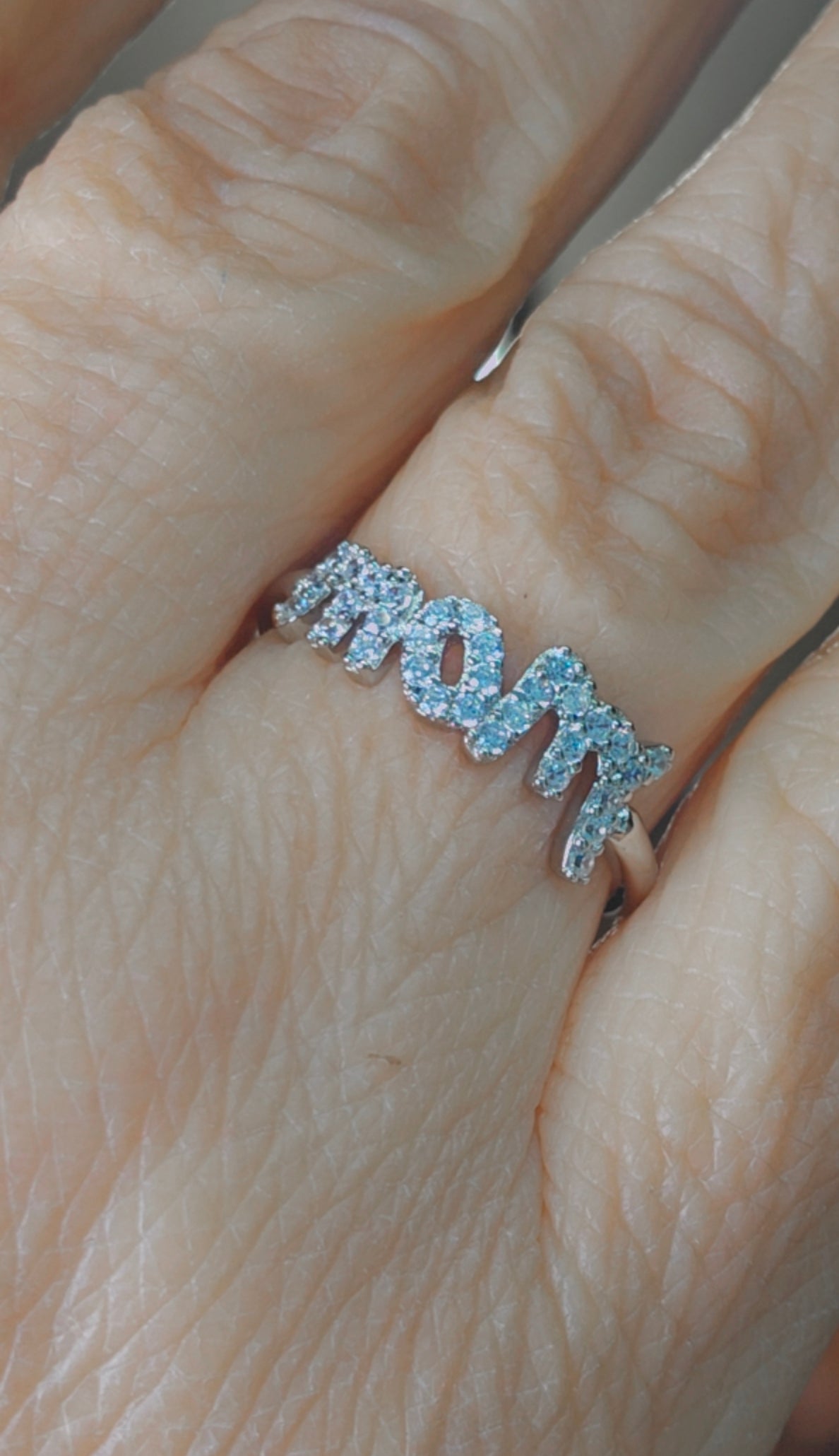 Silver 925 Rhodium Plated "Mom" Ring